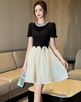 Summer mixed colors light luxury banquet simple dress
