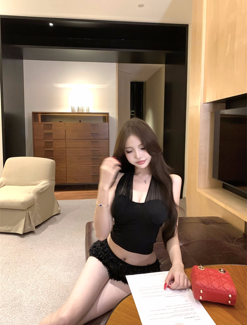 Enticement bandage slim halter sleeveless short sling tops