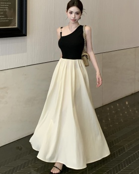 France style spring and summer long dress slim mixed colors vest
