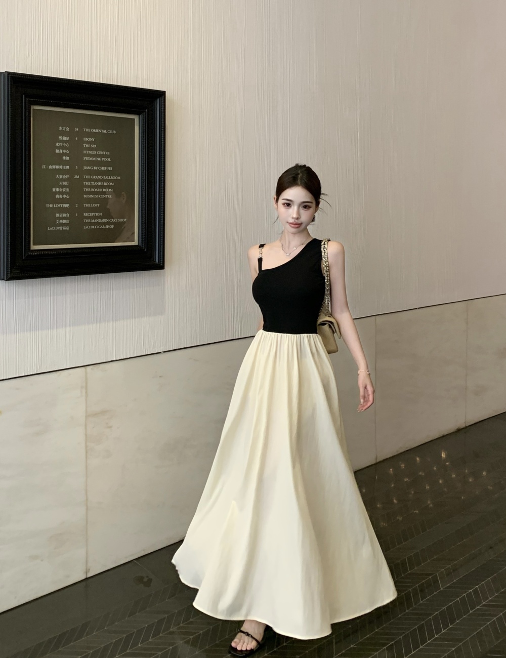 France style spring and summer long dress slim mixed colors vest