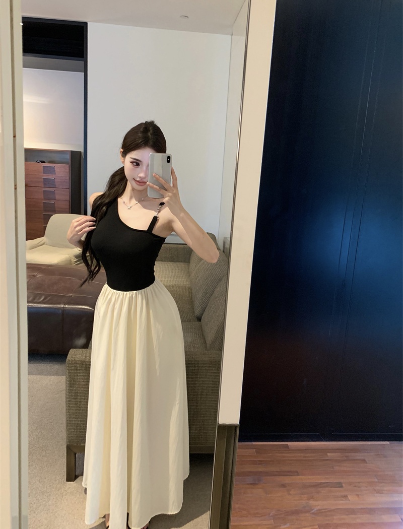 France style spring and summer long dress slim mixed colors vest