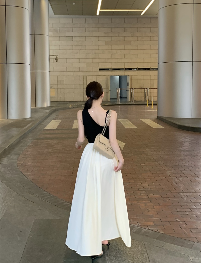 France style spring and summer long dress slim mixed colors vest