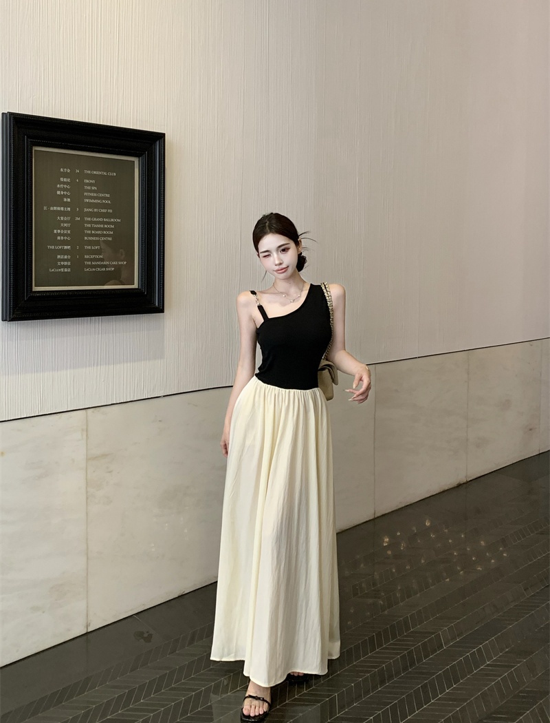 France style spring and summer long dress slim mixed colors vest