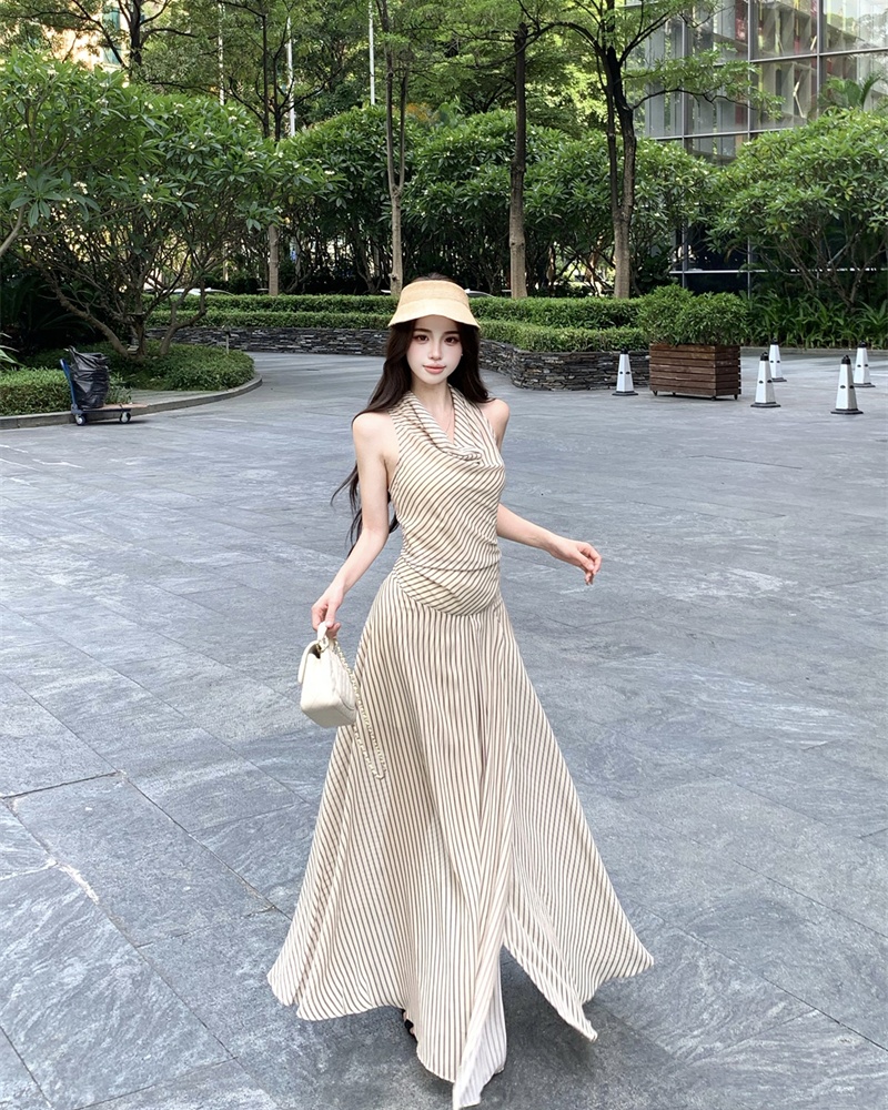 Sleeveless temperament dress stripe jumpsuit