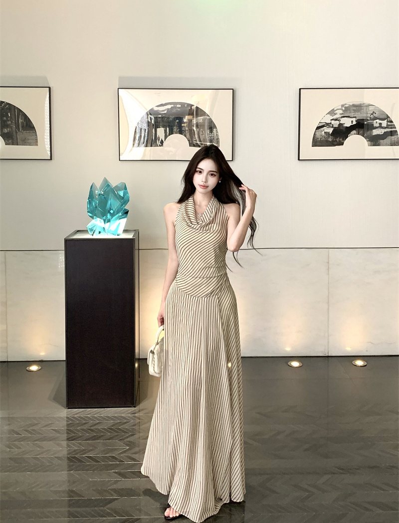 Sleeveless temperament dress stripe jumpsuit