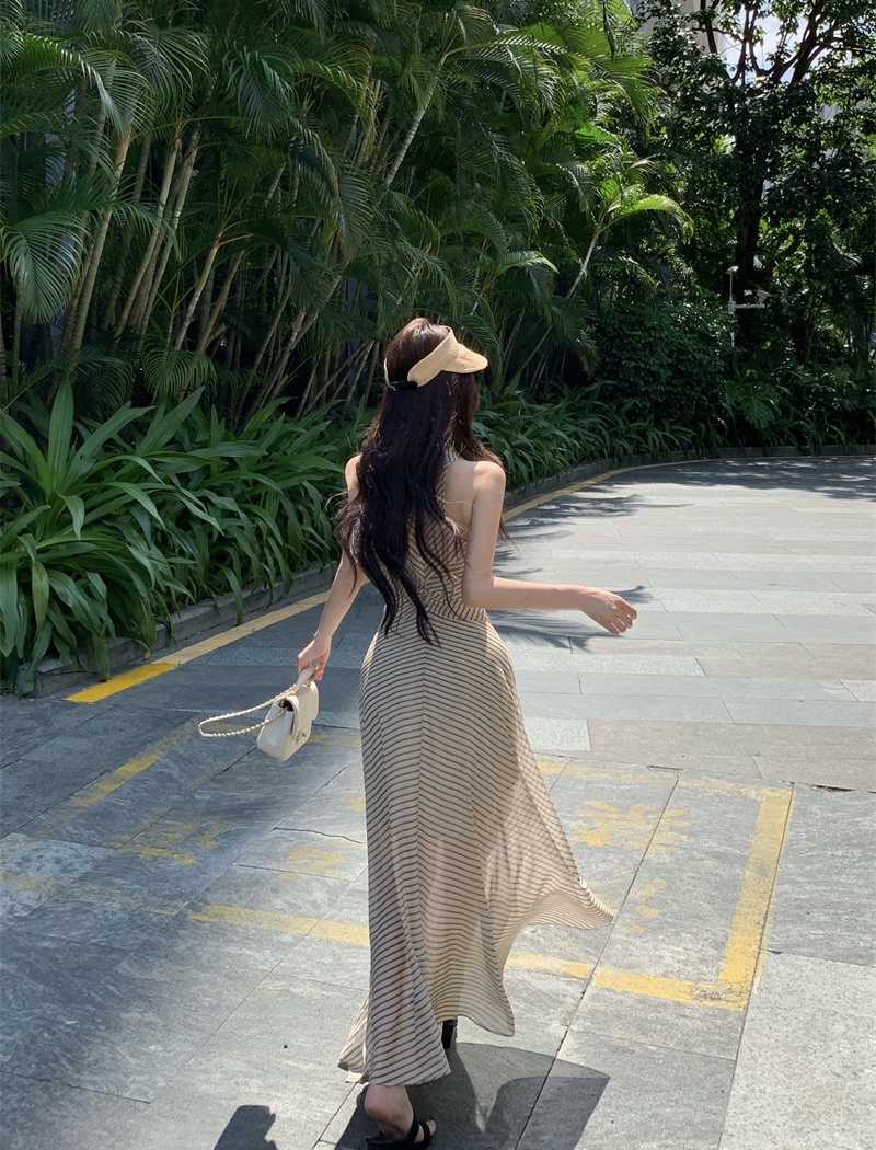 Sleeveless temperament dress stripe jumpsuit