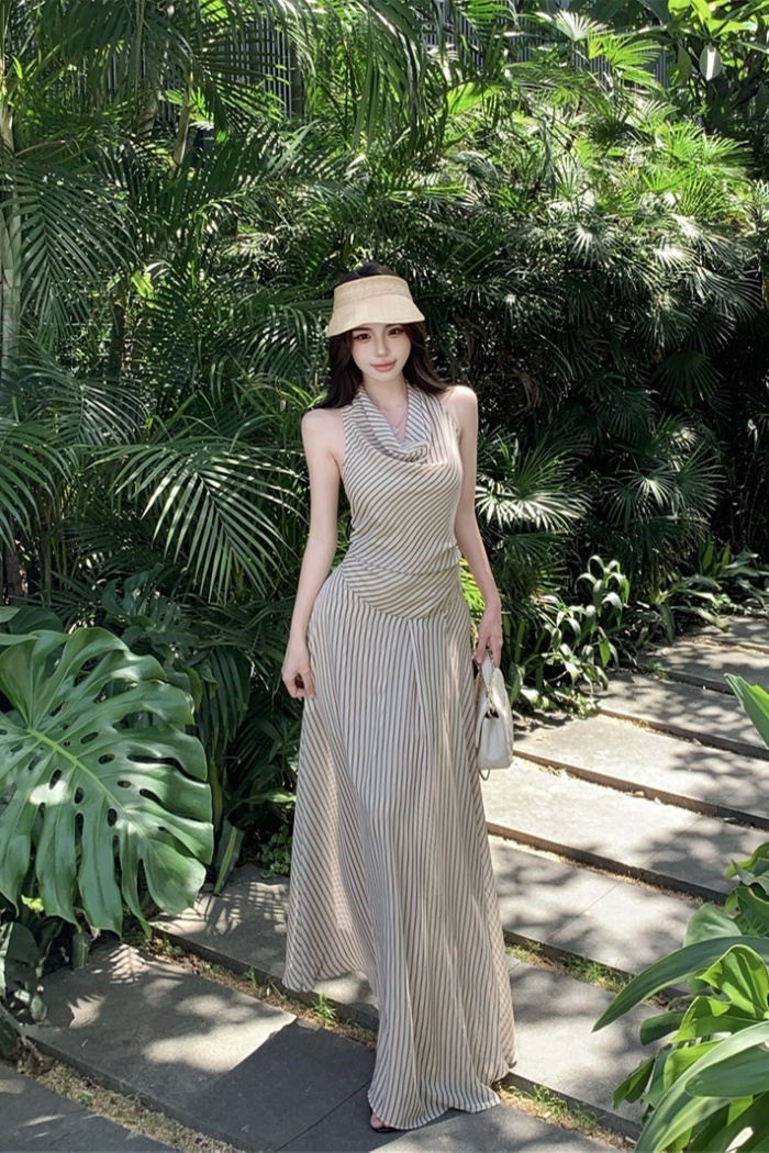Sleeveless temperament dress stripe jumpsuit
