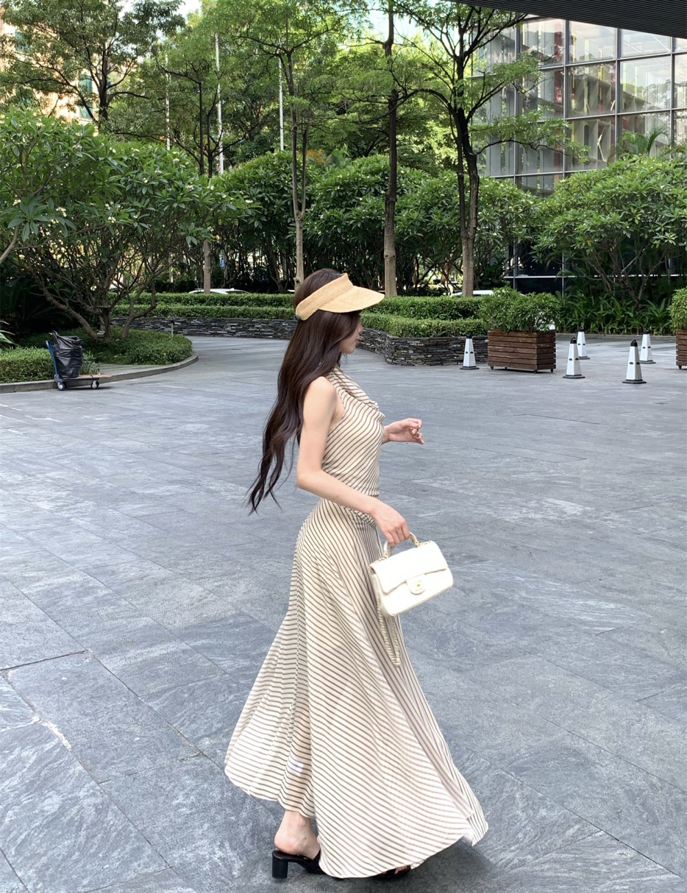 Sleeveless temperament dress stripe jumpsuit