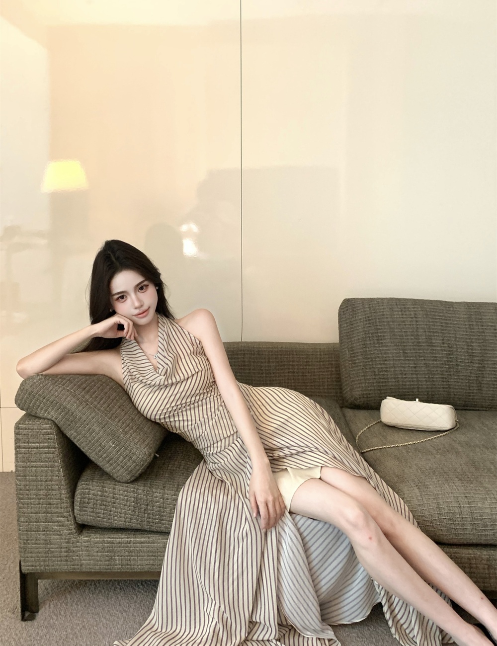 Sleeveless temperament dress stripe jumpsuit