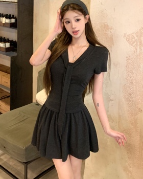 Supersoft pleated T-shirt frenum knitted skirt 2pcs set
