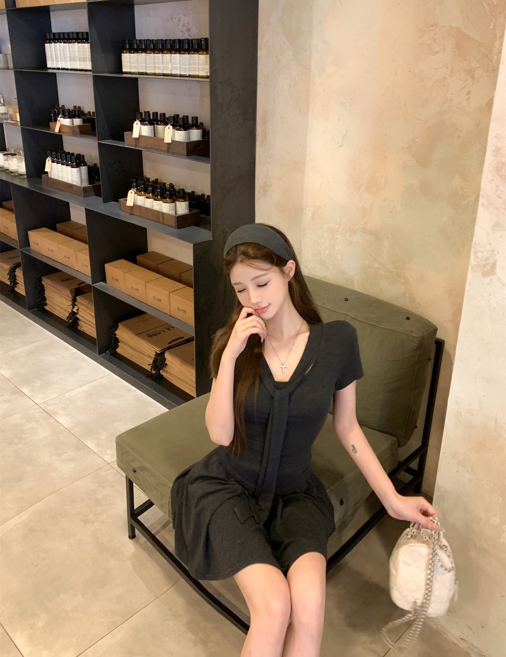 Supersoft pleated T-shirt frenum knitted skirt 2pcs set