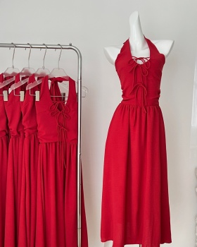 Slim summer dress halter France style long dress