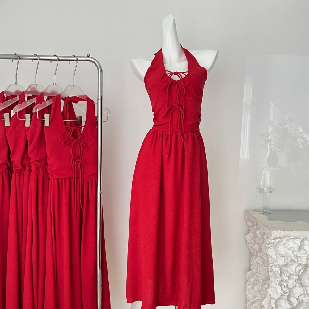 Slim summer dress halter France style long dress