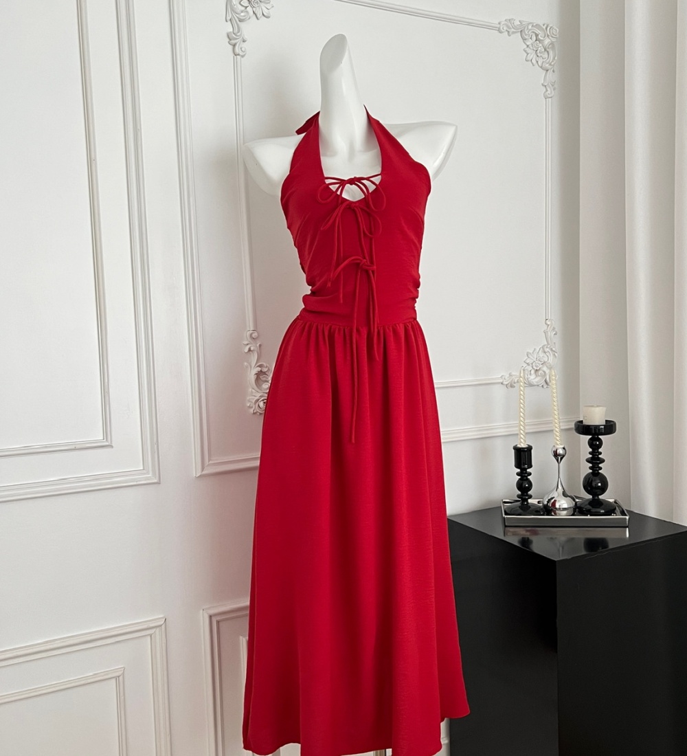 Slim summer dress halter France style long dress