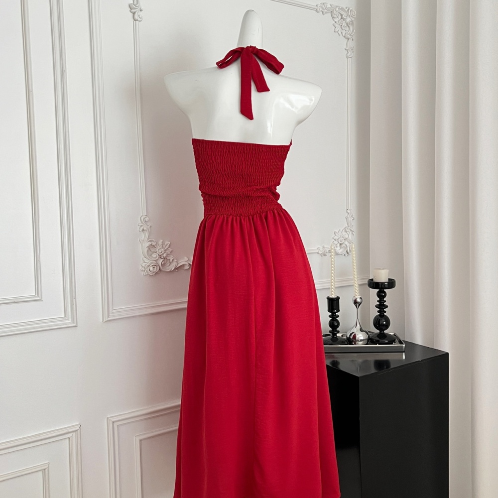 Slim summer dress halter France style long dress