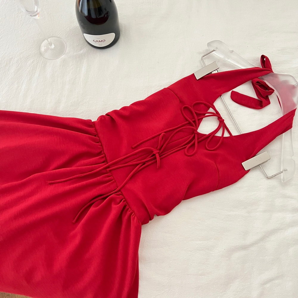 Slim summer dress halter France style long dress