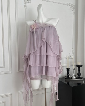 Vacation gauze strapless seaside temperament dress