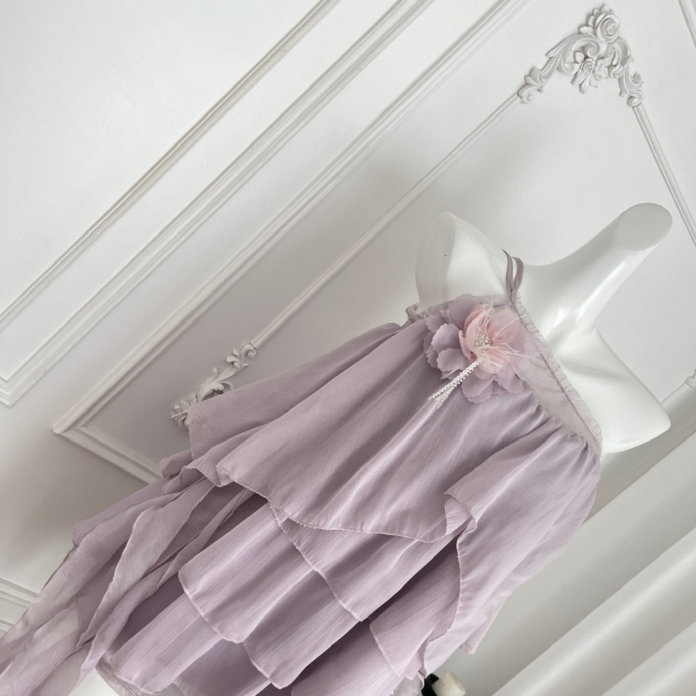 Vacation gauze strapless seaside temperament dress