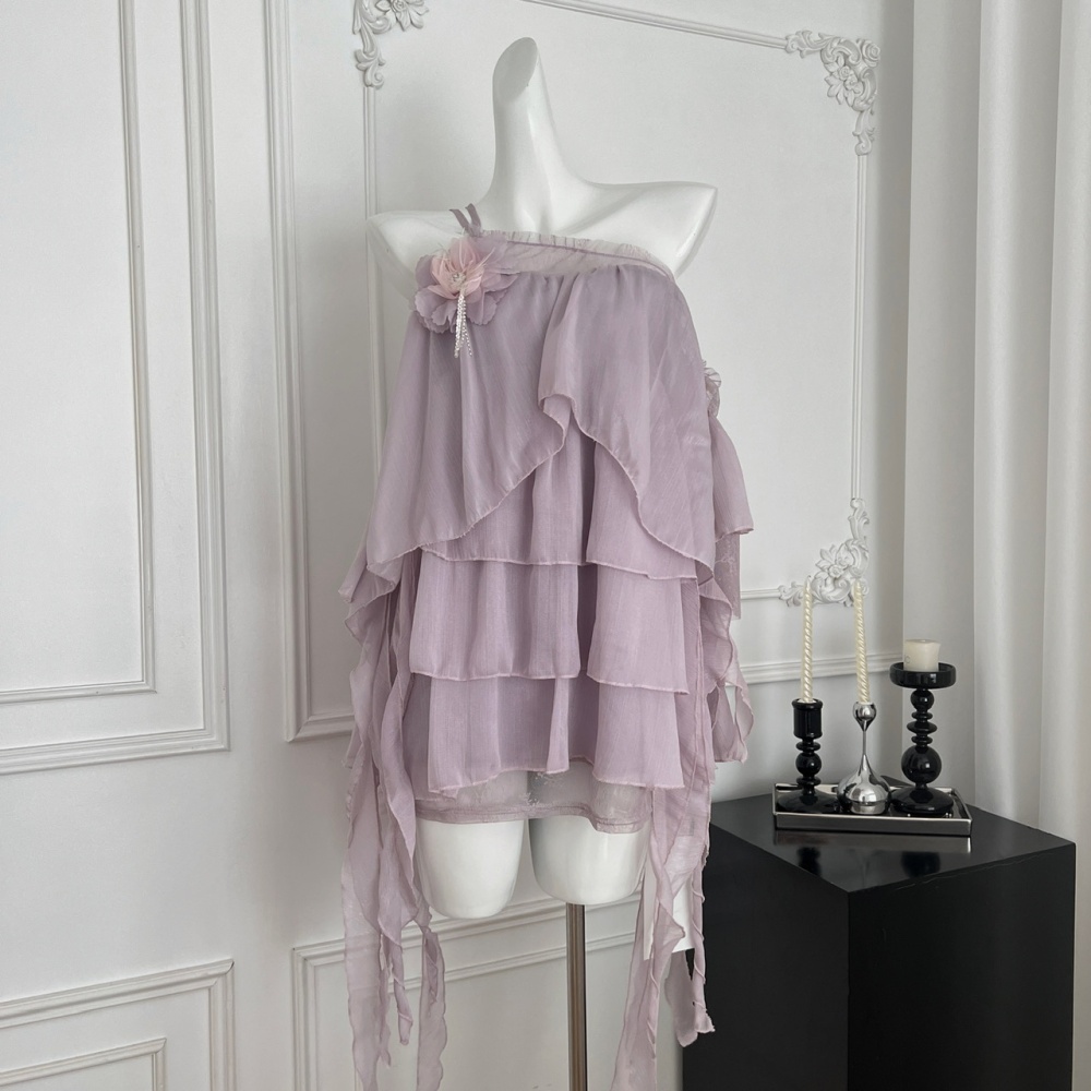 Vacation gauze strapless seaside temperament dress