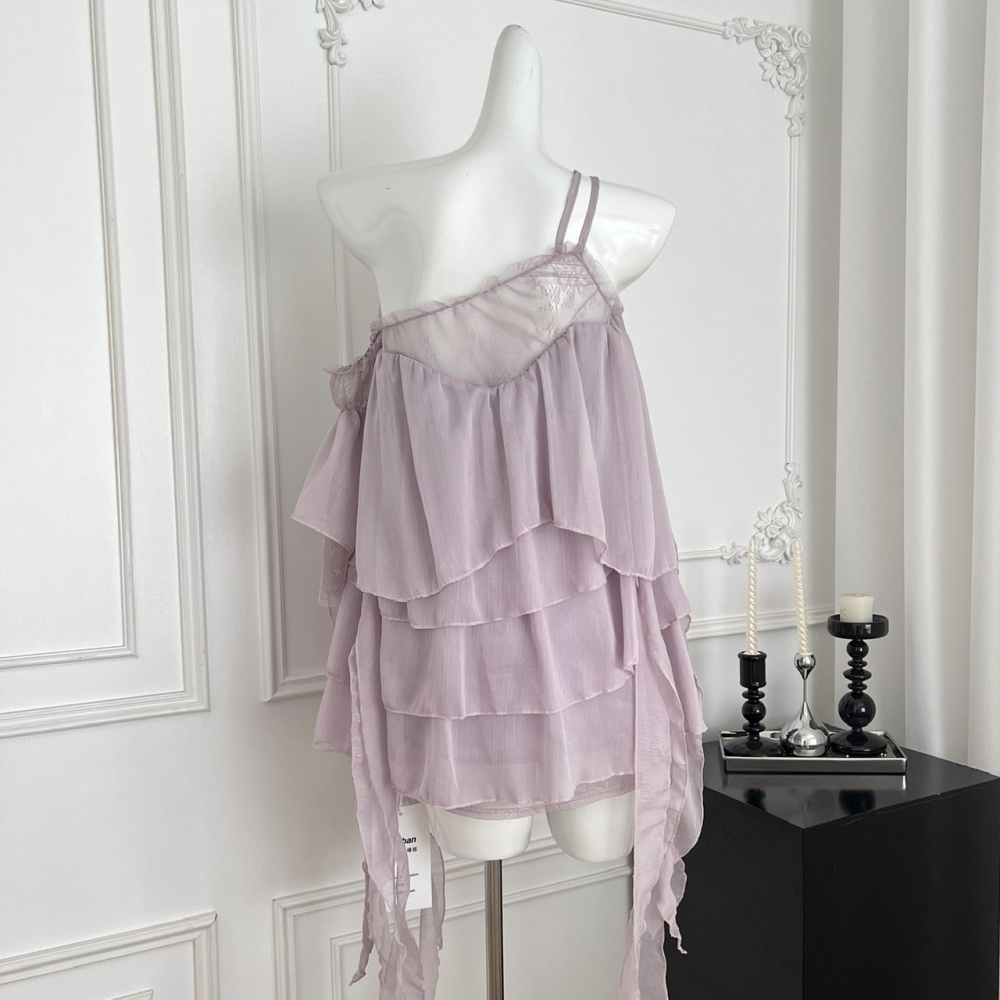 Vacation gauze strapless seaside temperament dress