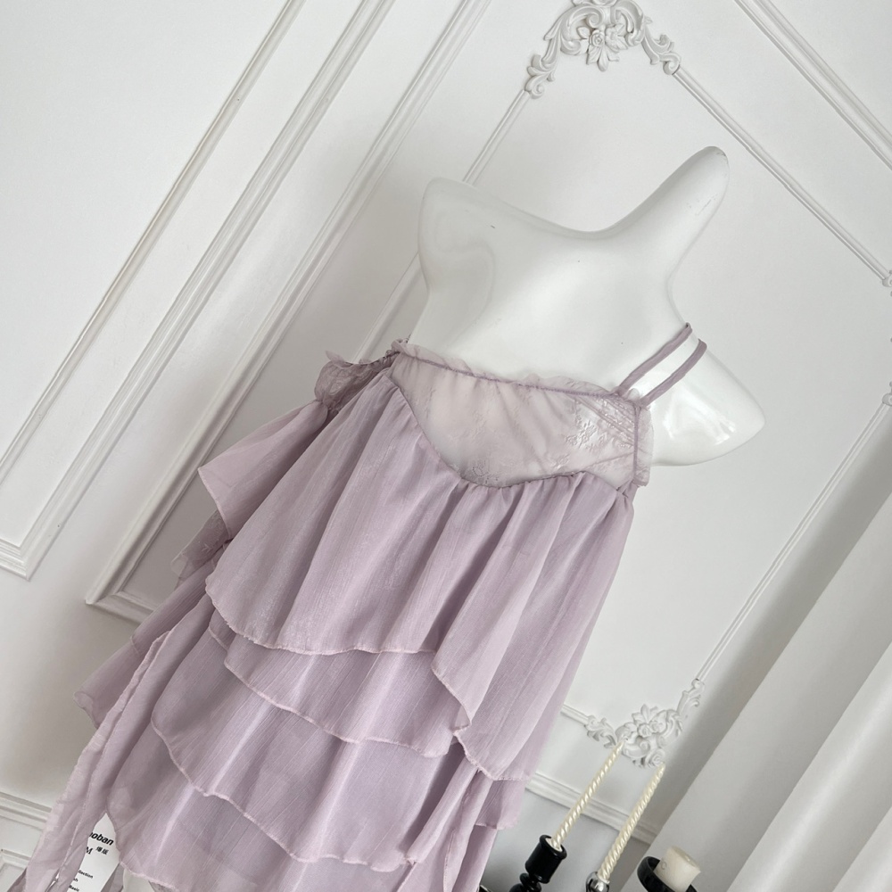 Vacation gauze strapless seaside temperament dress