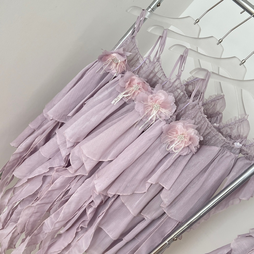 Vacation gauze strapless seaside temperament dress