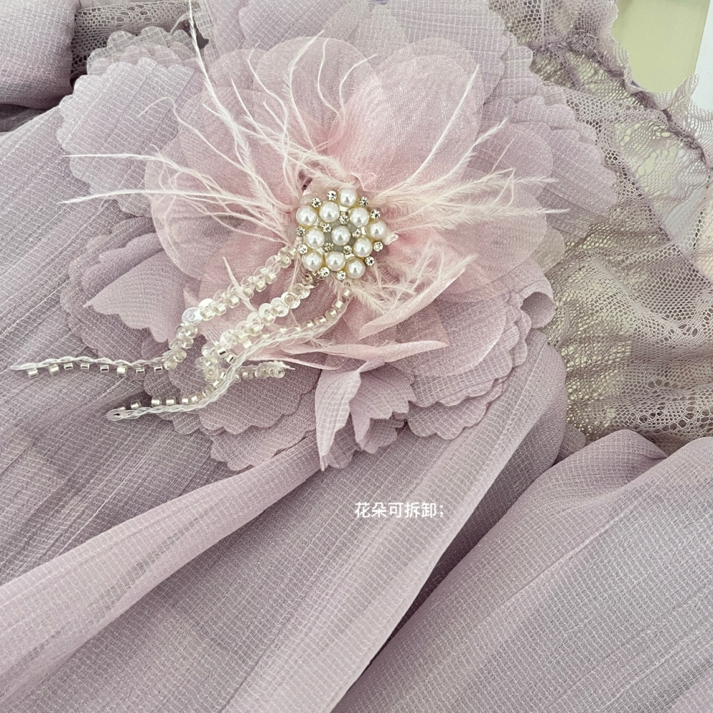 Vacation gauze strapless seaside temperament dress