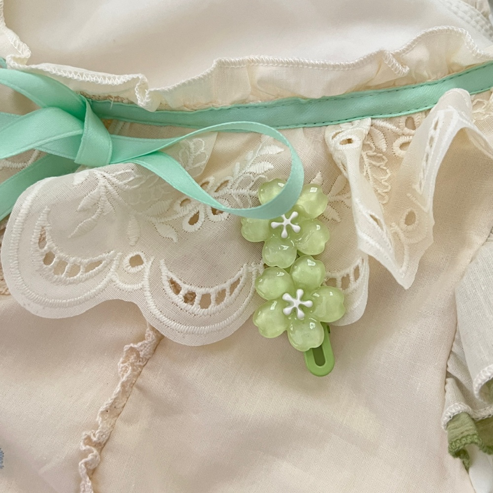 Embroidery unique flowers skirt lace summer tops a set