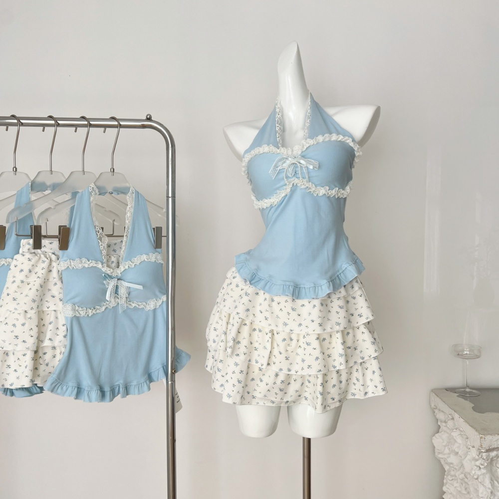 Enticement spicegirl tops halter short skirt a set