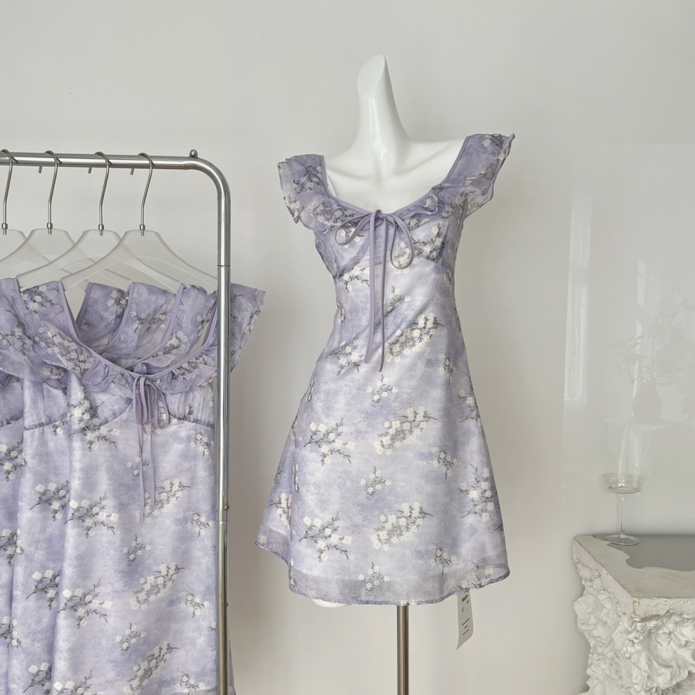 Floral sling T-back purple slim vest a set for women