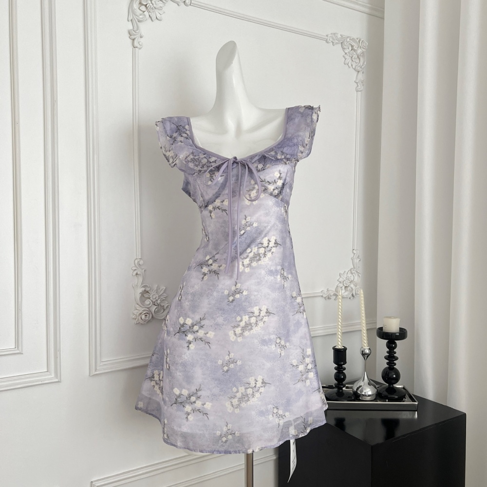 Floral sling T-back purple slim vest a set for women