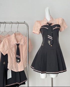 College style niche dress summer shirt a set