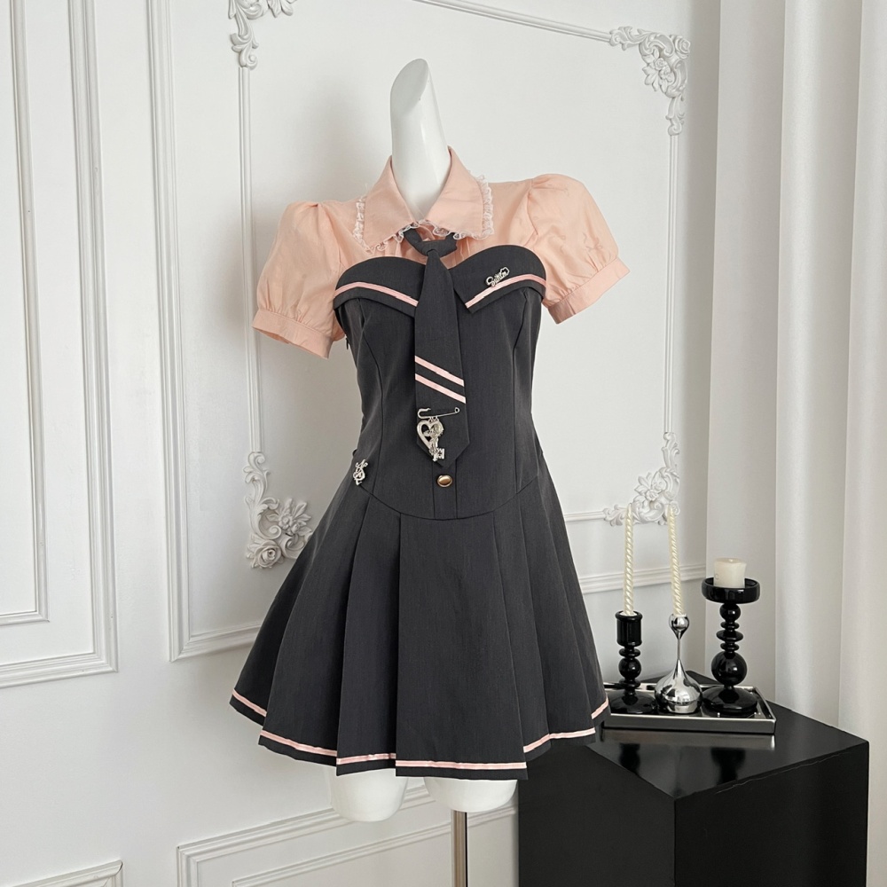 College style niche dress summer shirt a set