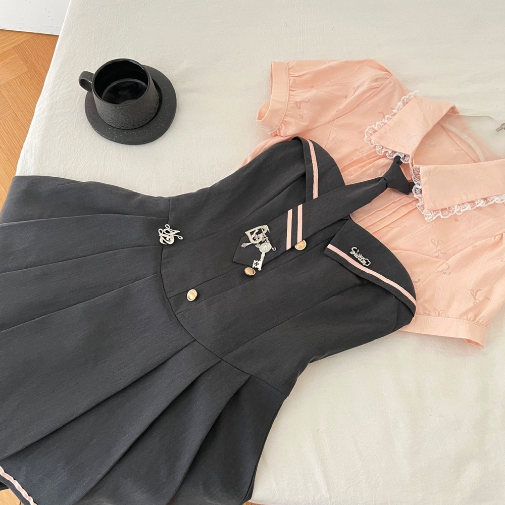 College style niche dress summer shirt a set