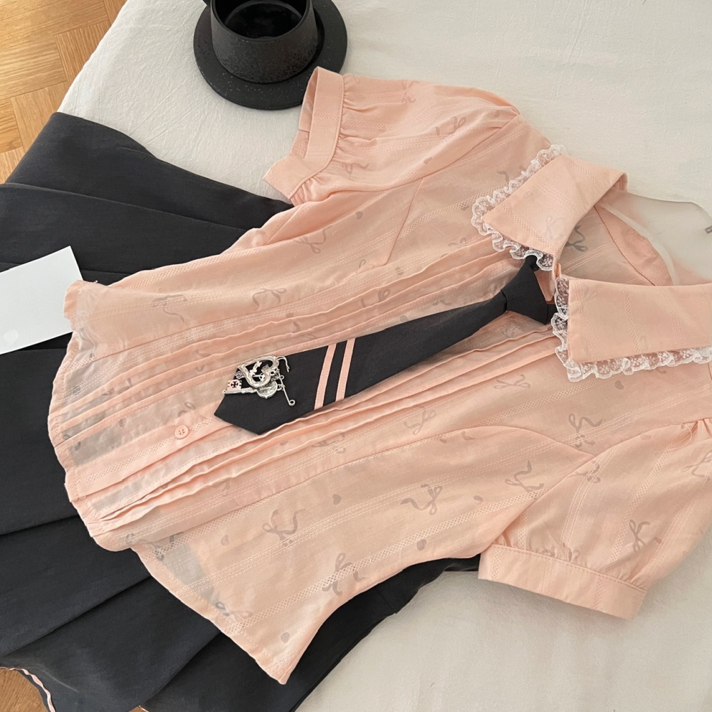 College style niche dress summer shirt a set
