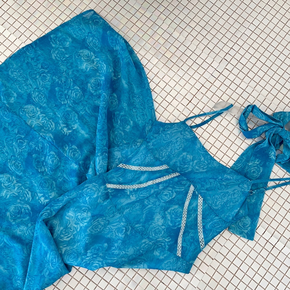 France style chiffon blue sling dress