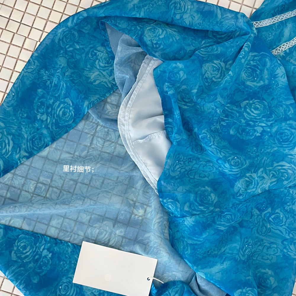 France style chiffon blue sling dress