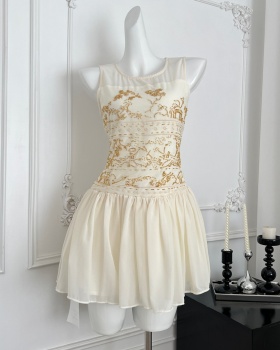 Short swan summer temperament France style slim dress