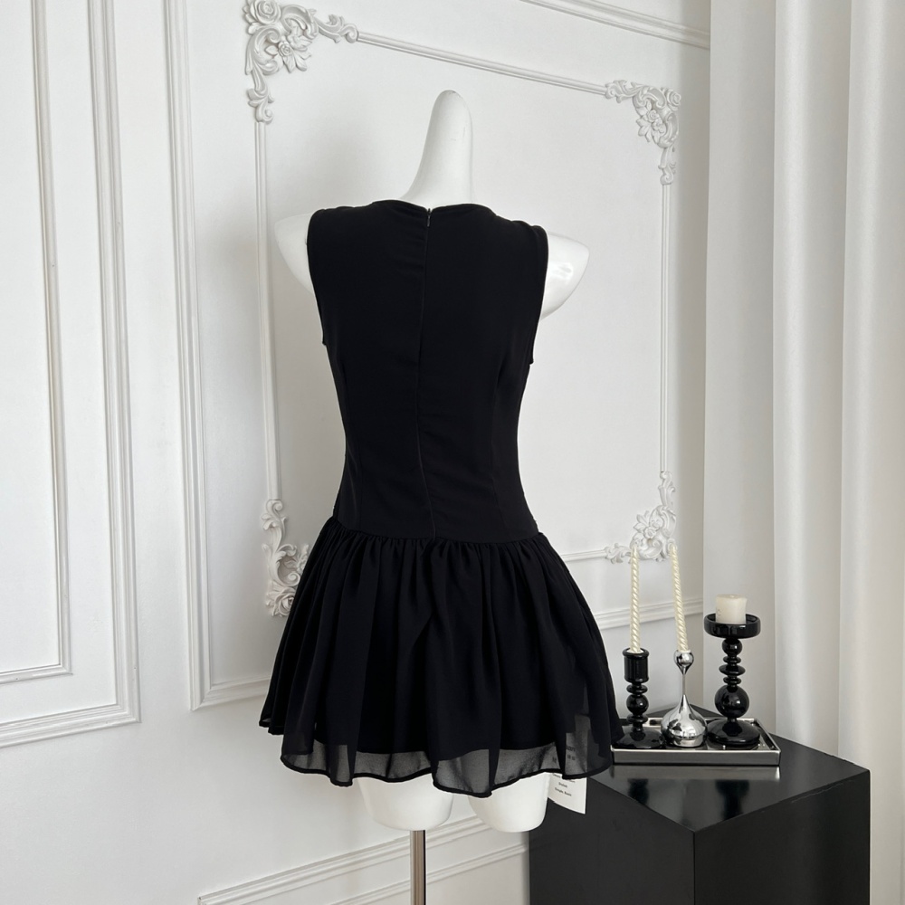 Short swan summer temperament France style slim dress