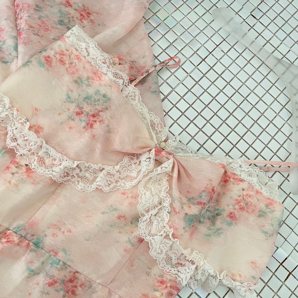 Flat shoulder floral dress sling long dress