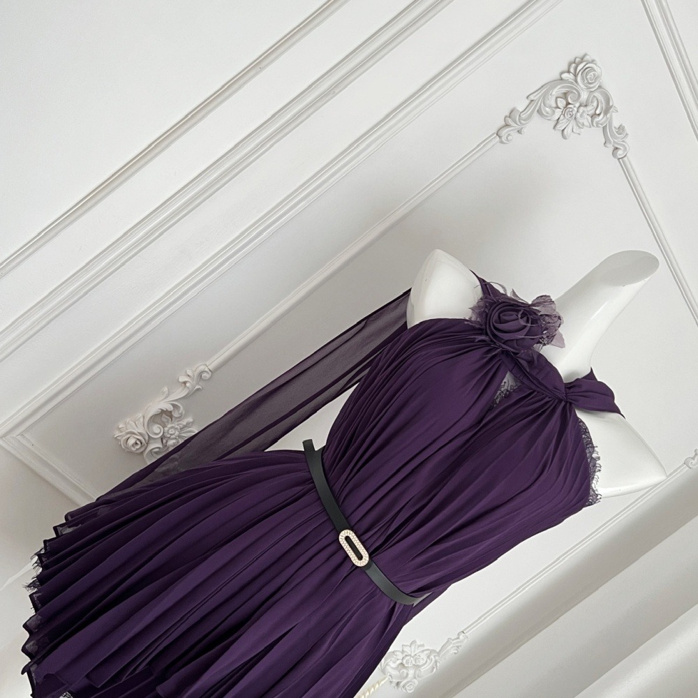 Sleeveless skirt pinched waist tops a set for women