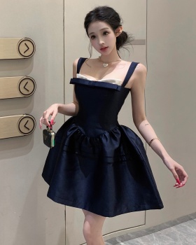 Ear sling dress imitation silk kitten formal dress