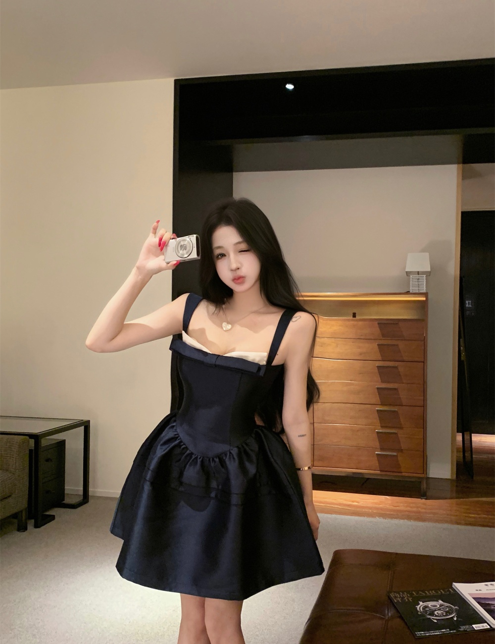 Ear sling dress imitation silk kitten formal dress