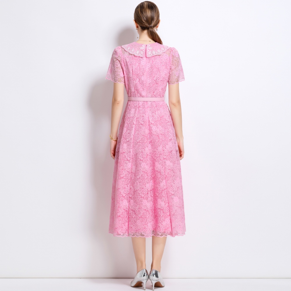 Summer frenum dress elegant pinched waist long dress