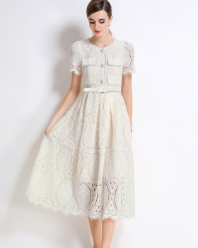 Chanelstyle embroidery beading lace temperament dress