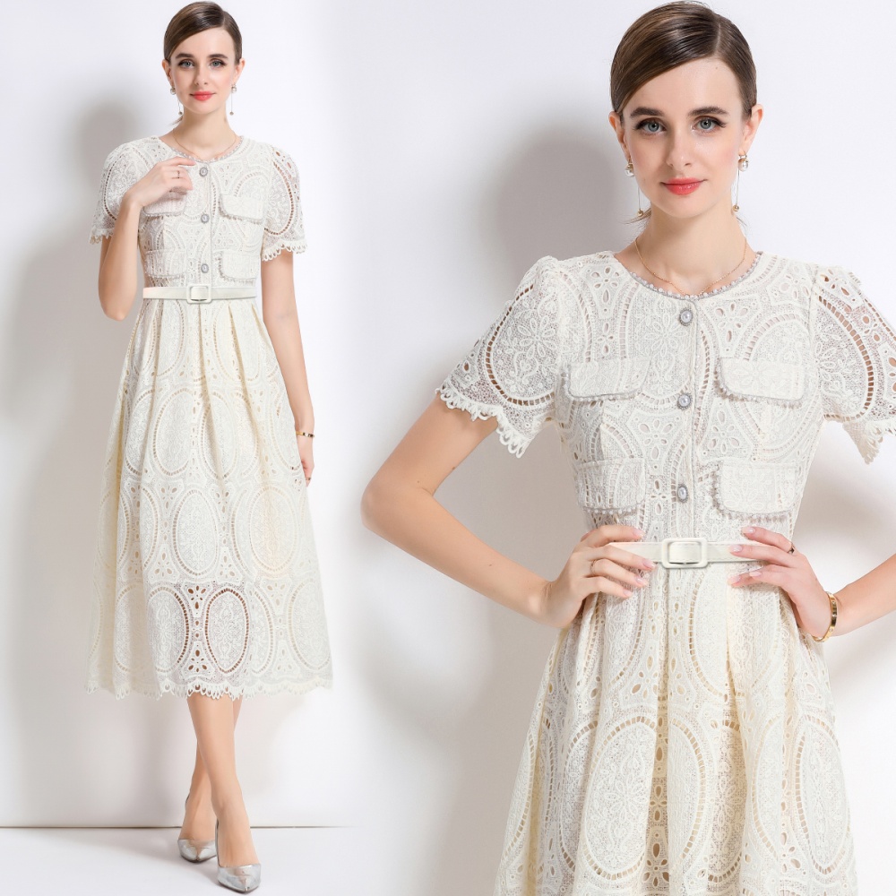 Chanelstyle embroidery beading lace temperament dress