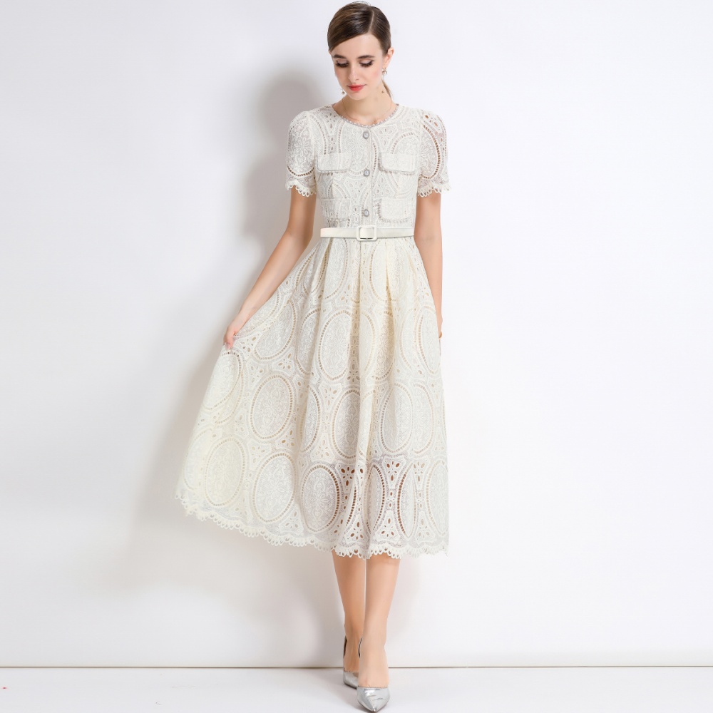 Chanelstyle embroidery beading lace temperament dress