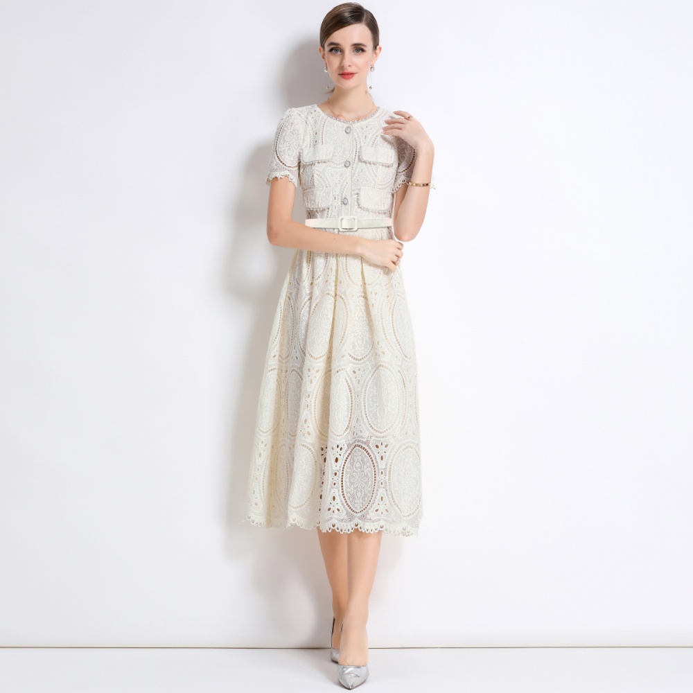 Chanelstyle embroidery beading lace temperament dress