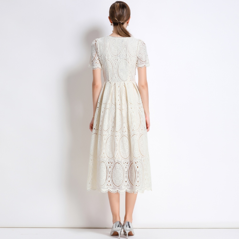 Chanelstyle embroidery beading lace temperament dress