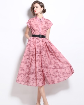 Short sleeve printing long dress summer dress
